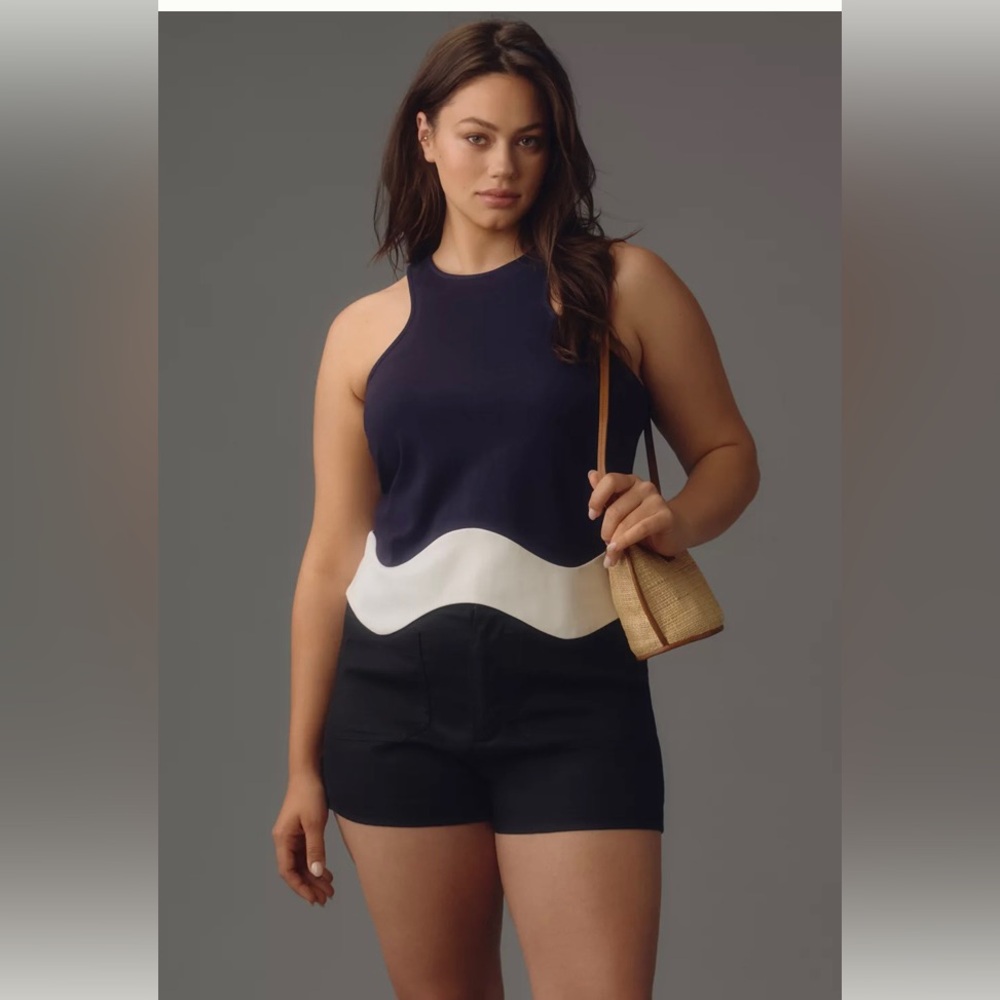 Sunday in Brooklyn Colorblock Tank Size XL Anthropologie Navy/Marin